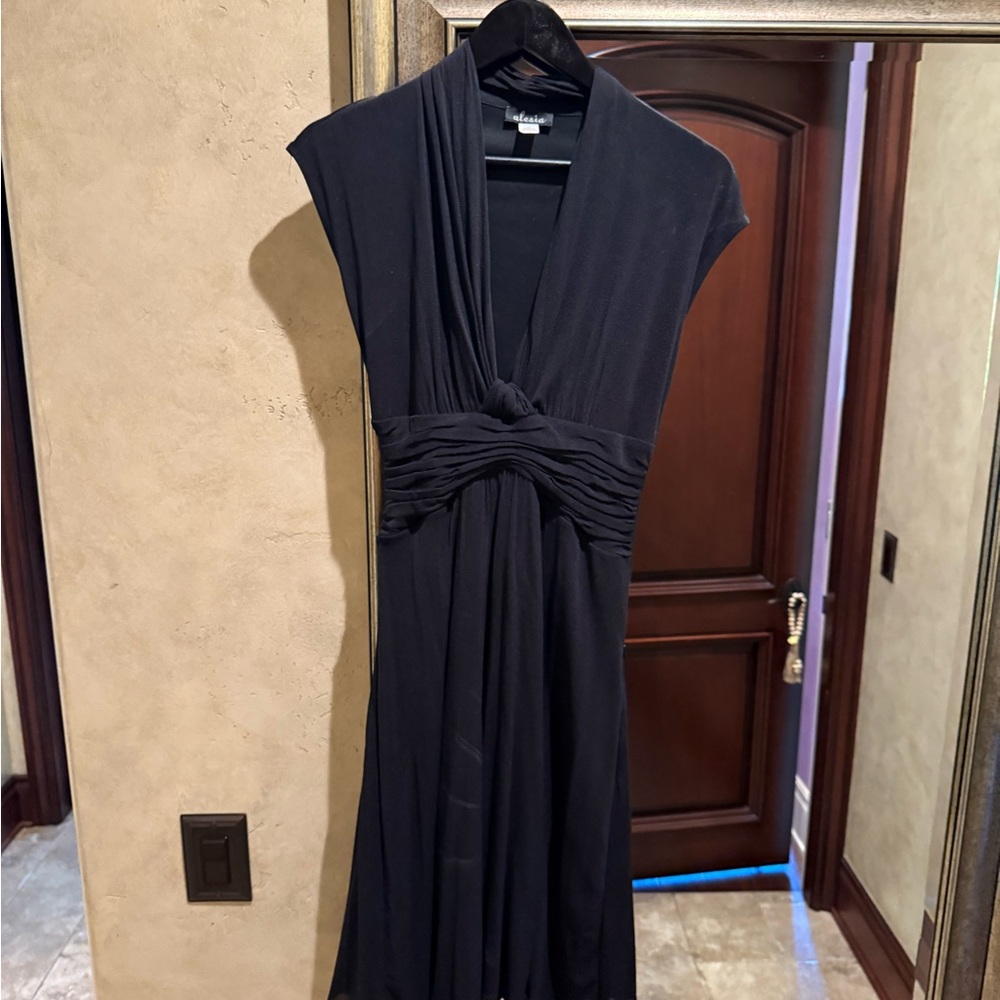 Black Plunge Neck Maxi Dress for Cocktail